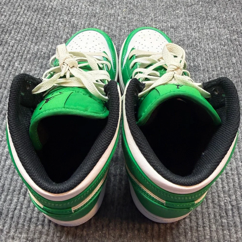 Nike Air Jordan 1 Mid Lucky Green White Sneakers Youth 6.5Y Retro Basketball